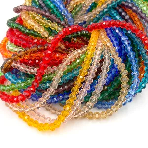 Warna-warni 2/3/4/6 / 8mm Rondelle Austria Manik-manik Kaca Kristal Segi Manik-manik Pengatur Jarak Longgar untuk Membuat Perhiasan Aksesori DIY 8 manik-manik kaca oval penjualan terbaik - №