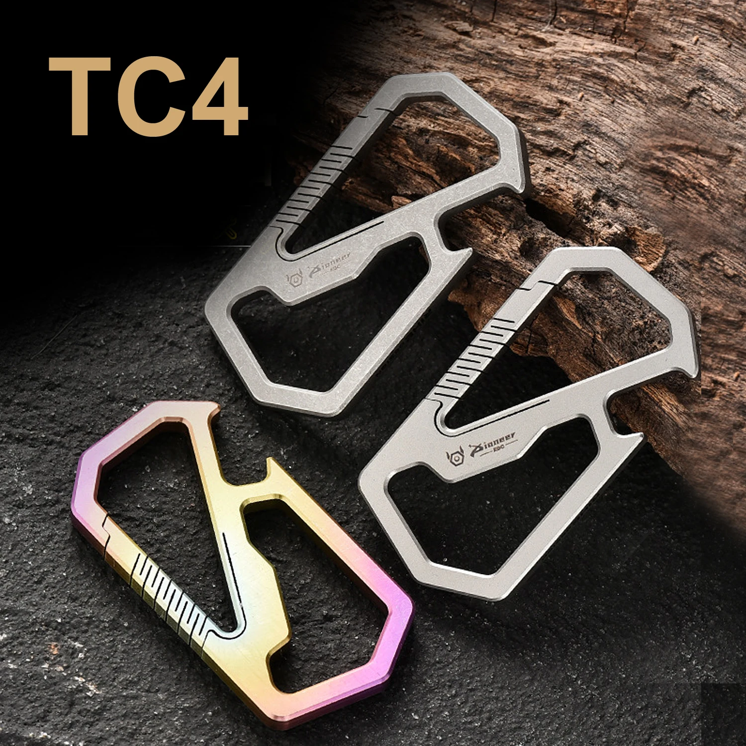 

TC4 Titanium Alloy Springless Keychain Bottle Opener, Portable Edc Multifunctional Quick Hanging,A1323