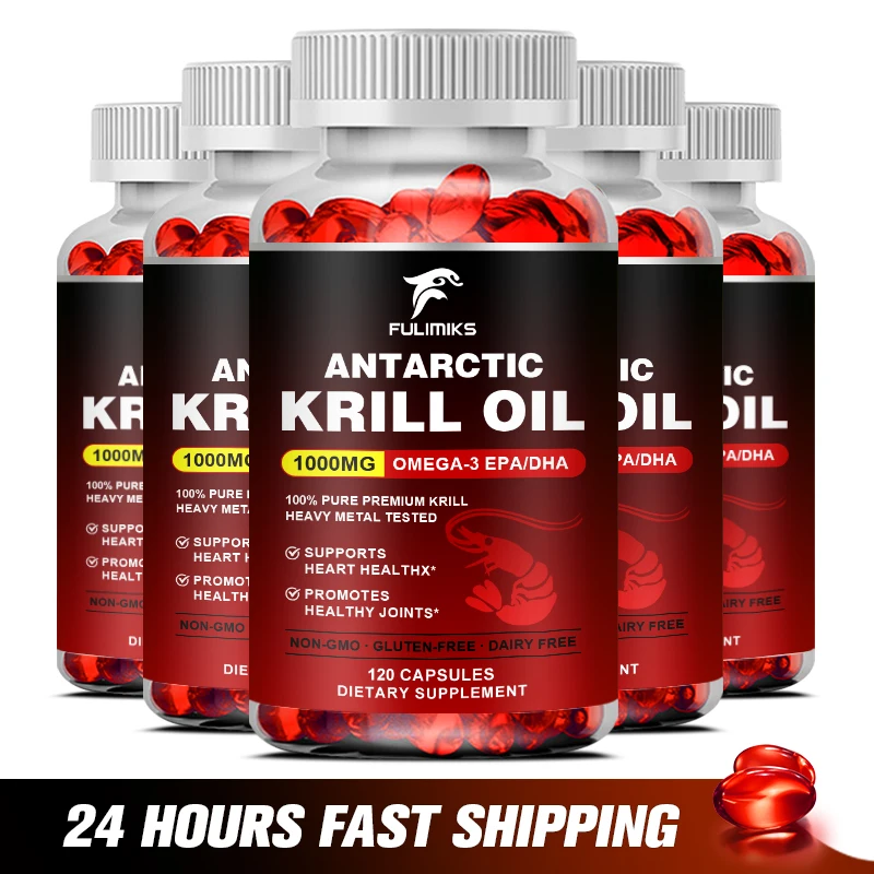 Antarctic Krill Oil - Phospholipid Omega-3 Complex & Astaxanthin Rich in EPA&DHA Natural Extract To Promote Brain & Joint Health