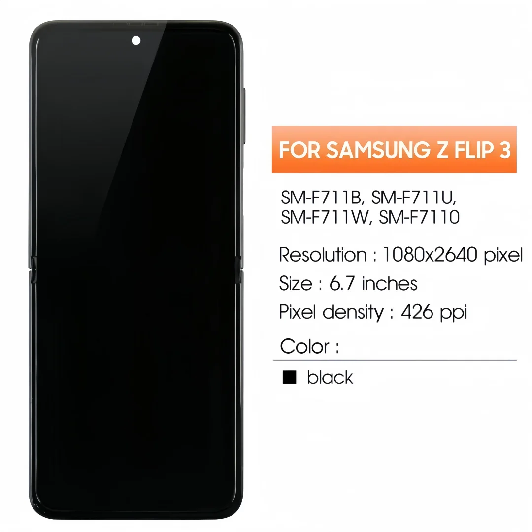 New OLCD Fold Screen Assembly suitable for Samsung Galaxy Z Flip3 SM-F711B F711U Mobile Phone Accessories