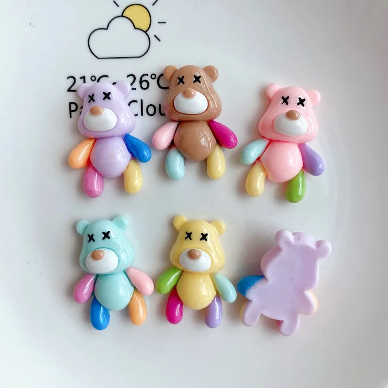10Pcs Kawaii Cartoon Bear Animal Flatback Resin Cabochons DIY Hair Bows Scrapbooking Craft Making Accessories