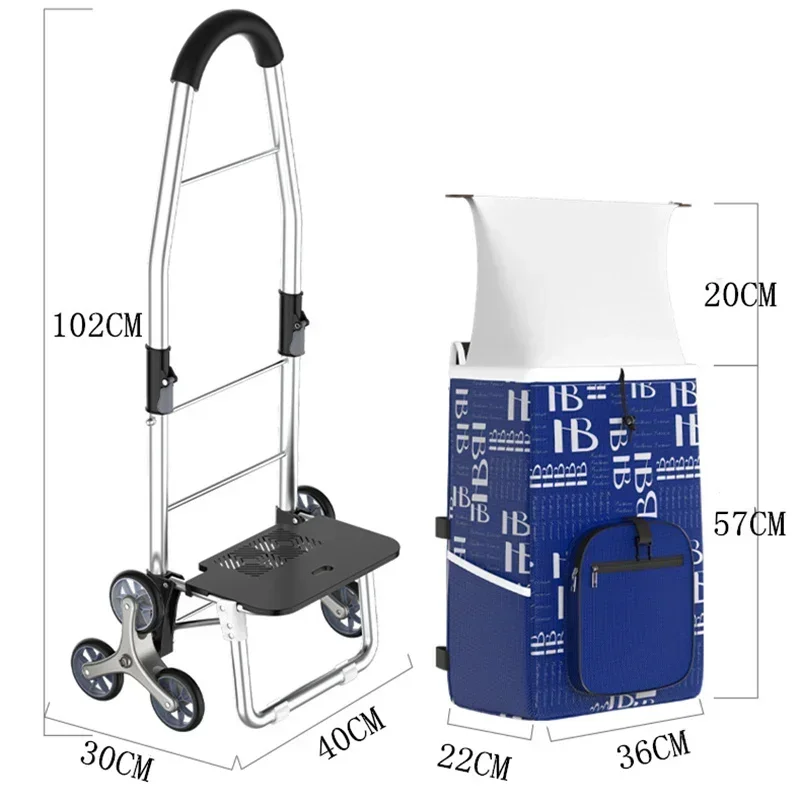 Carrito plegable portátil de gran capacidad para el hogar, carrito de mano para compras, almacenamiento con ruedas, escalada, escalera, compra de