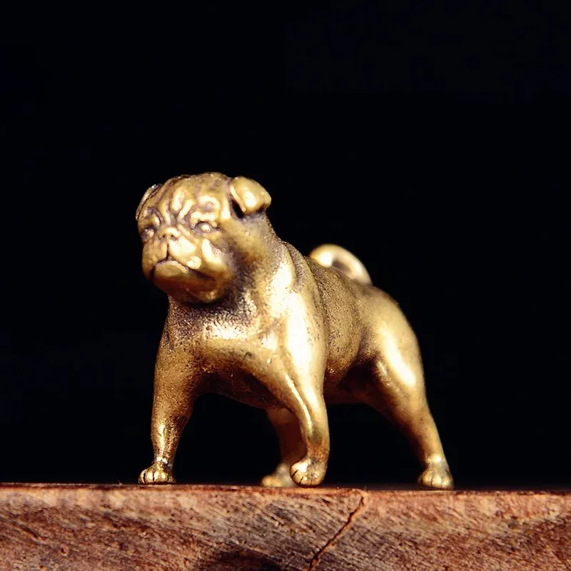 Brass French Bulldog Miniatures Ornaments Deskop Office Home Decorations Cute Zodiac Animal Dog Figurines Small Statue Souvenirs
