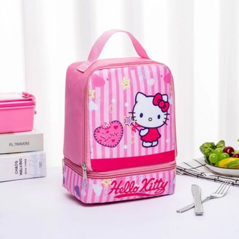 Sanrio Hello Kitty Lunch Bag Kid Portable Lunch Box Bag Melody Lunch Box Thermal Bag School Picnic Thermal Cold Food Container