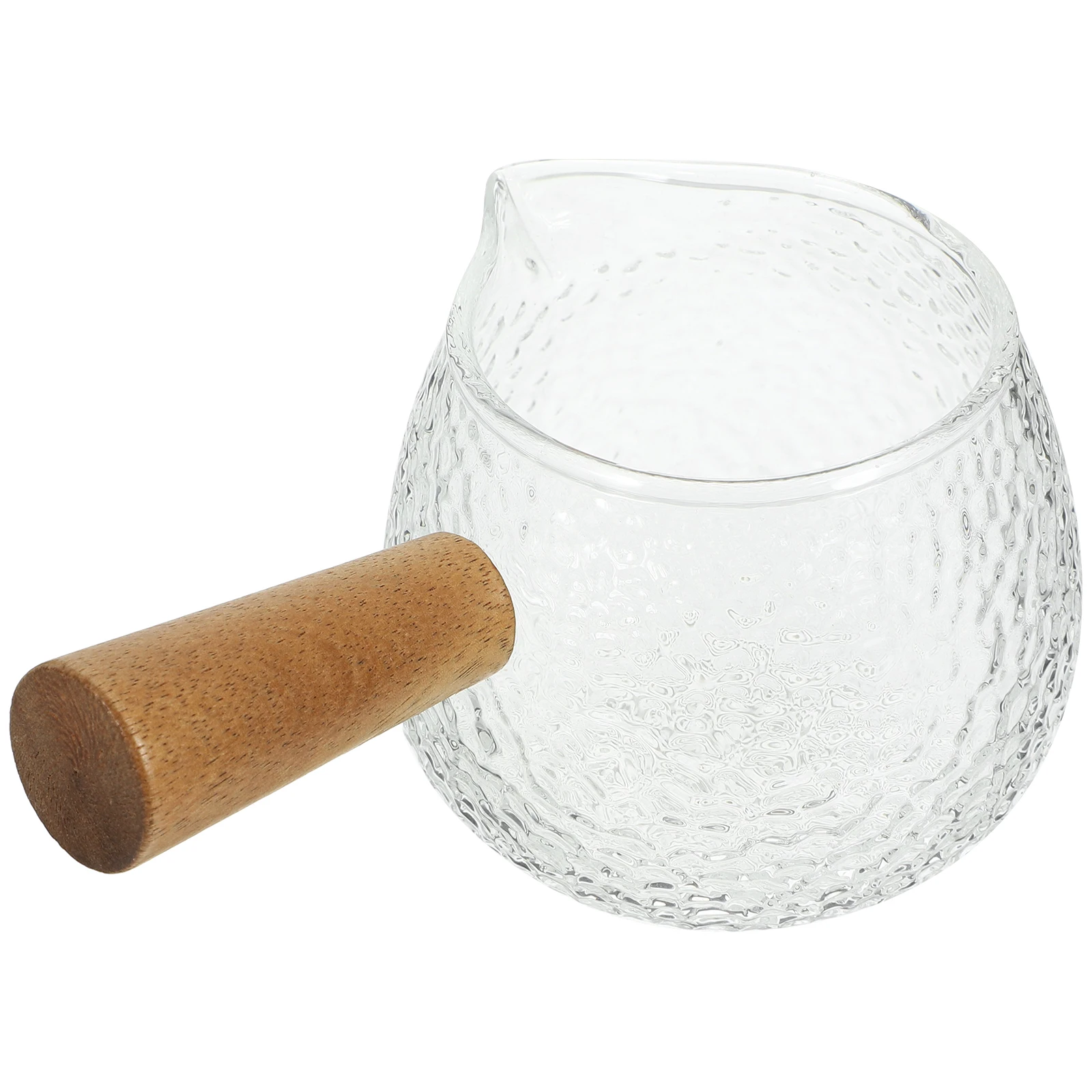 

Wooden Handle Glass Creamer Pitcher Jug Coffee Creamer Jar Pour Spout Glass Espresso Cups Milk Frother Cup
