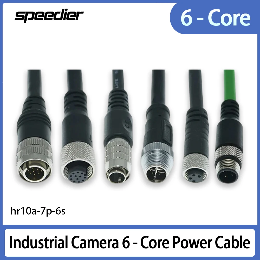 Industrial Camera 6 - Core Power Cable HR10A-7P-6S Industrial Camera IO Drag Chain Trigger Cable for Basler Hikvision Sony AVT G