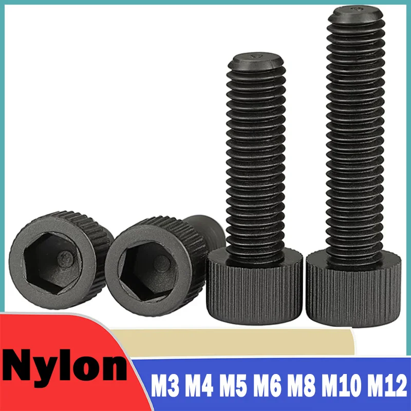 5~50Pcs M3 M4 M5 M6 M8 M10 M12 Black Nylon Socket Head Cap Screws Plastic Insulating Non Conductive Bolts