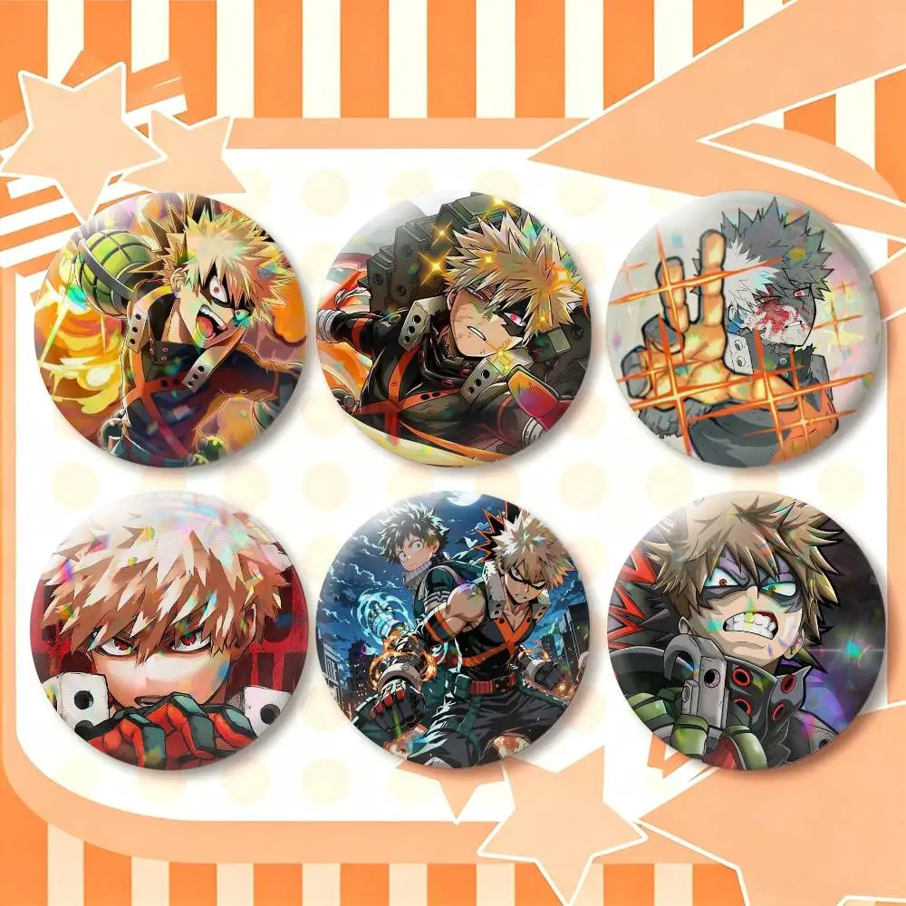 K-Katsuki B-Bakugo M-MHA  25 32 44 58 75mm Badges Personalized Round Brooches Pins Accessory Gift