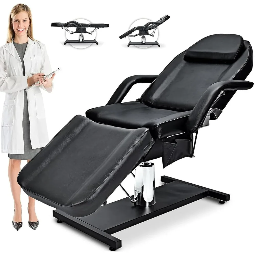 Tattoo Chair Bed for Client, 360° Swivel Spa Chair Table Hydraulic Facial Beds for Esthetician, Lash Chair w/Adjustable Backrest