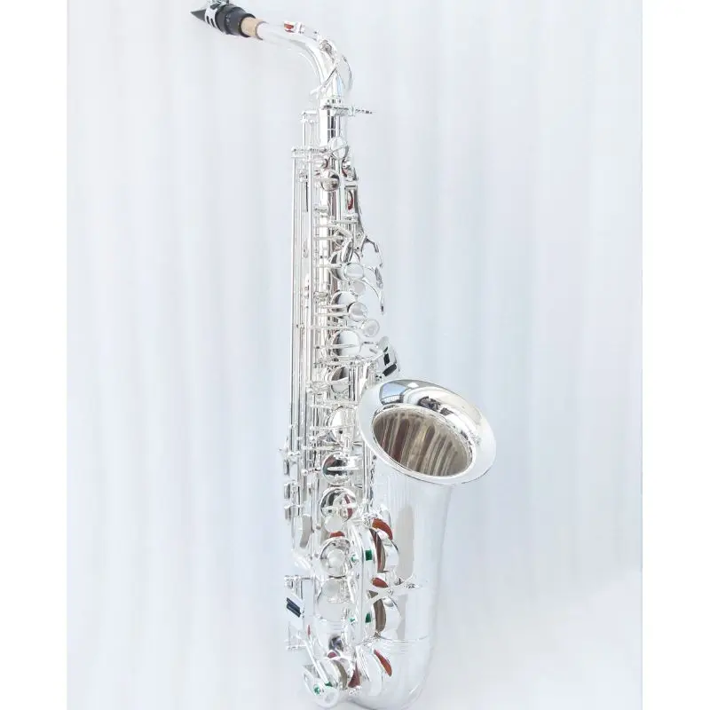 Professional Level Woodwind Instrument Alto Saxophone Silver Plated Alto Saxophone with Reeds