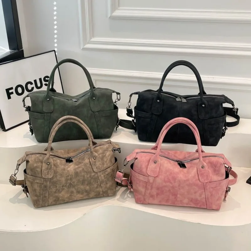 

Винтажная стираная сумка Boston из искусственной кожи, женские матовые мягкие сумки на плечо в стиле ретро, большая вместительная сумка через плечо, модные сумки