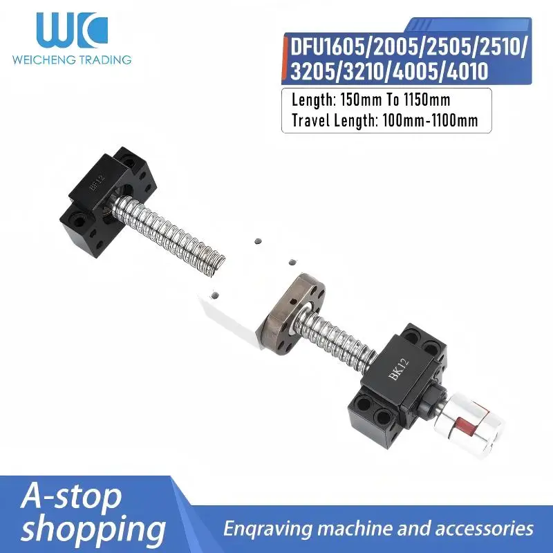 

1PC Double Nut Ball Screw Set DFU1605/2005/2505/2510/3205/3210/4005/4010 End Processing+BKBF12/15/20/25/30+Nut Housing+Coupling