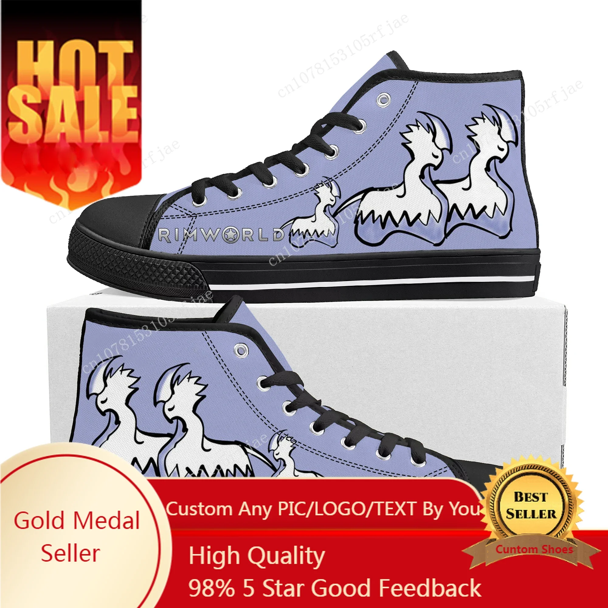 

RimWorld High Top Sneakers Hot Cartoon Game Mens Womens Teenager Fashion High Quality Canvas Sneaker Custom Built Couple Shoes