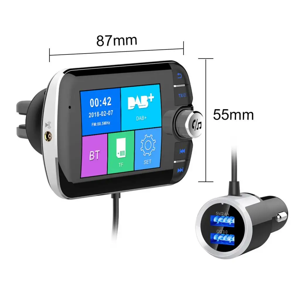 Carro bluetooth5.0 fm transmissor modulador handsfree adaptador de energia rádio do carro mp3 player aux receptor de áudio apoio tf flash play