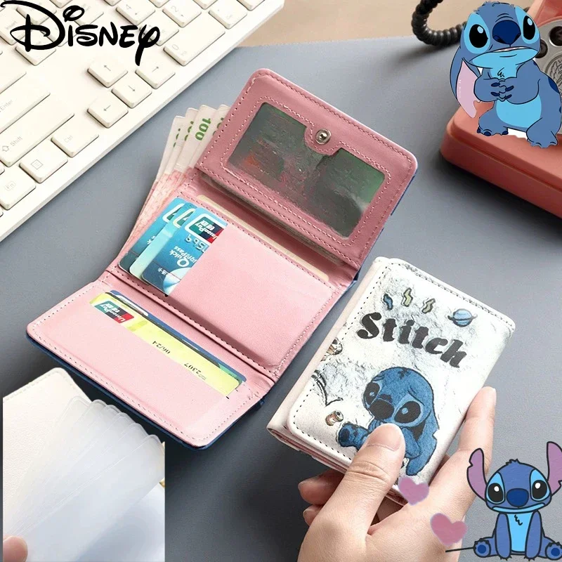 Disney Stitch Short Wallet Disney Kawaii Lilo&stitch Pattern PU Leather Wallet for Women Multi-card Slot Card Holders Mini Purse