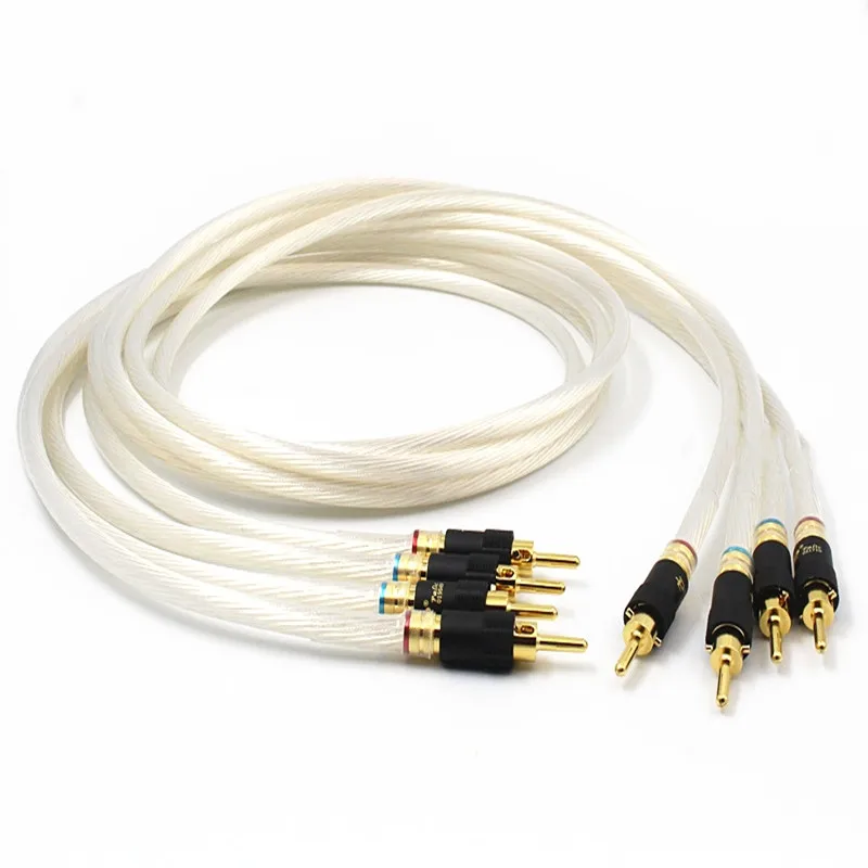 

HiFi 5N OCC Silver Plated HiFi Audio Interconnect Speaker with Gold Plated Banana Plug Cable