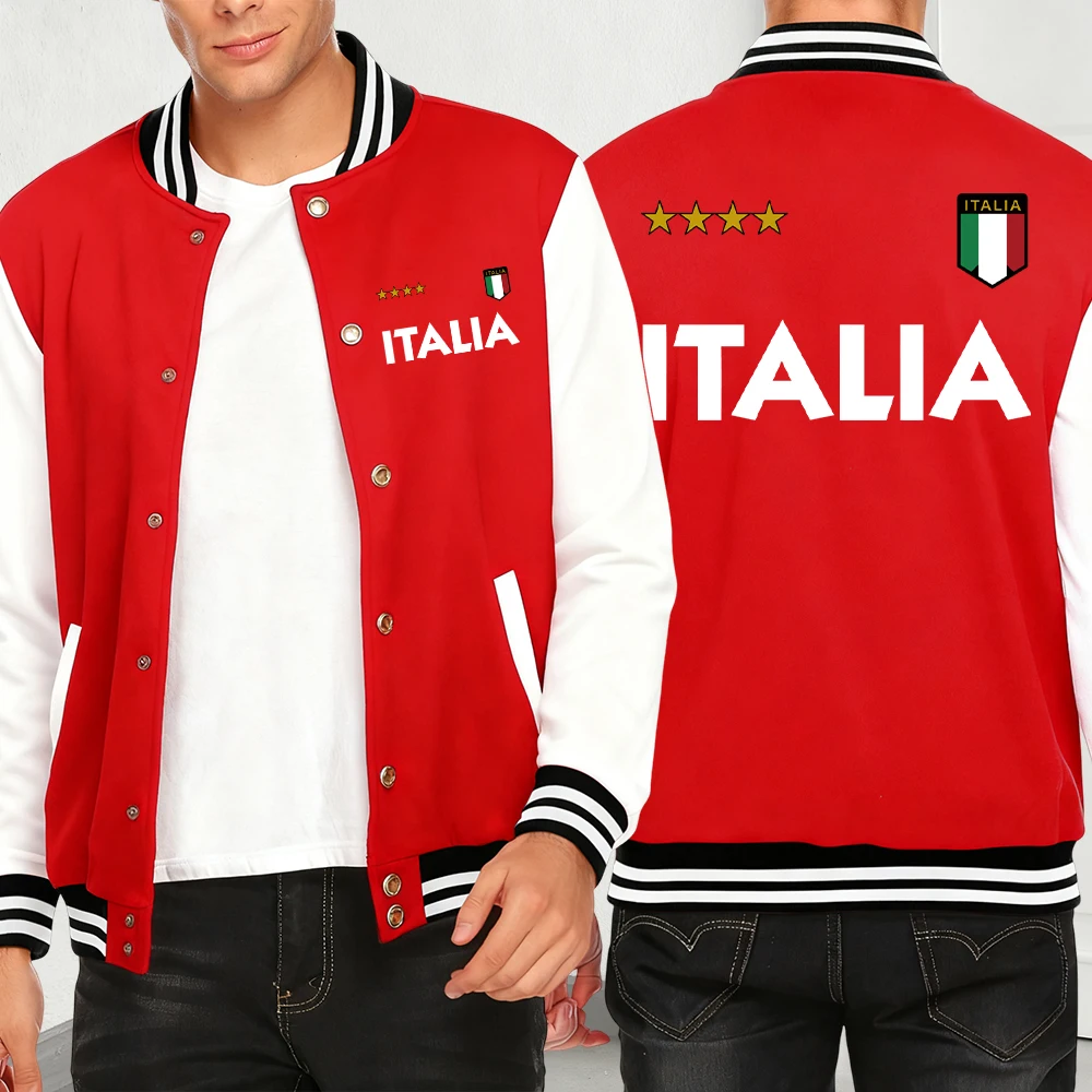 

Italia Italian Flag Print Autumn Men Pullover Creativity Warm Jacket Hip Hop Oversize Y2K Menswear Casual Fashion Jackets