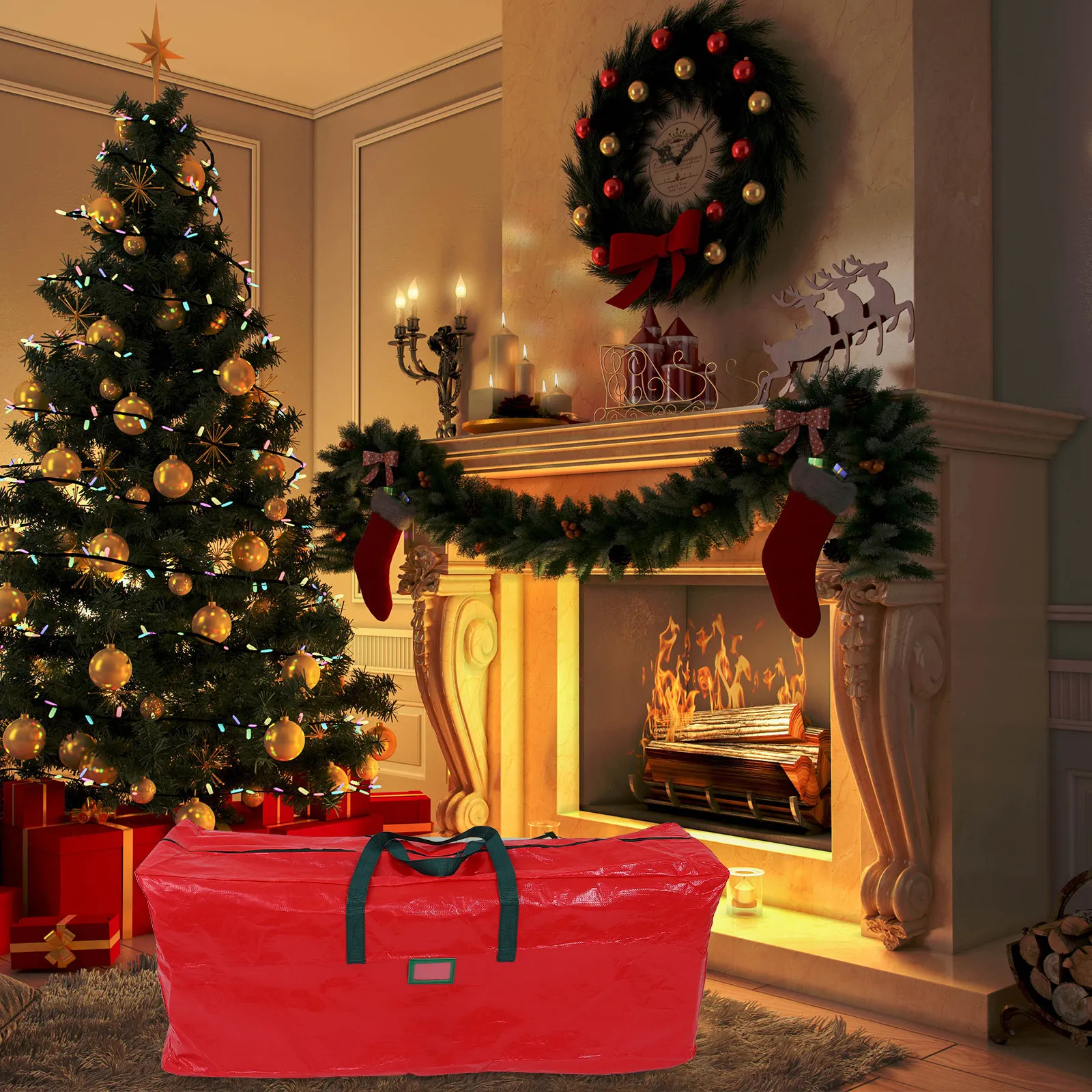 Christmas Tree Storage Bag Xmas Tree Organizer Dustproof Large Capacity Gift Storage Bag Smooth Surface Comfortable Touch