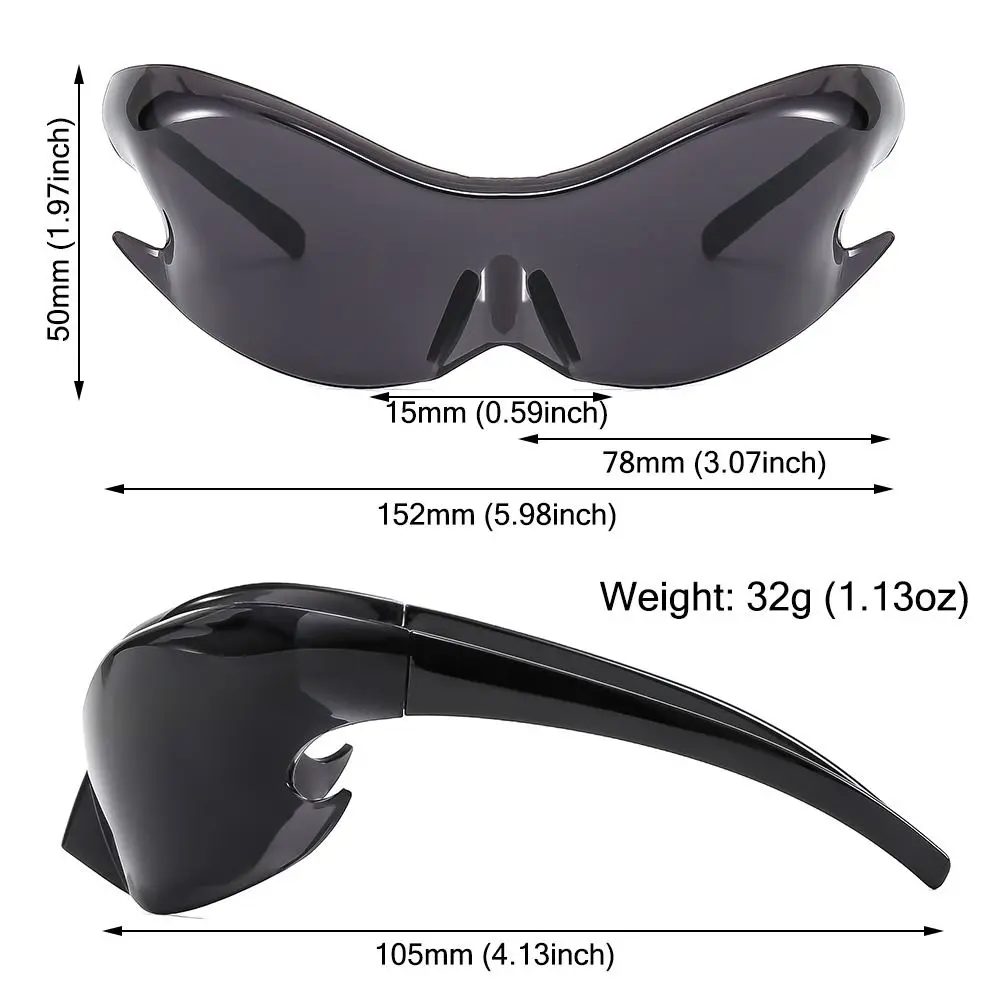 2023 New Women & Men Y2K Wrap Around Eyewear Steampunk Shades Punk Sports Sunglasses 2000's Sun Glasses