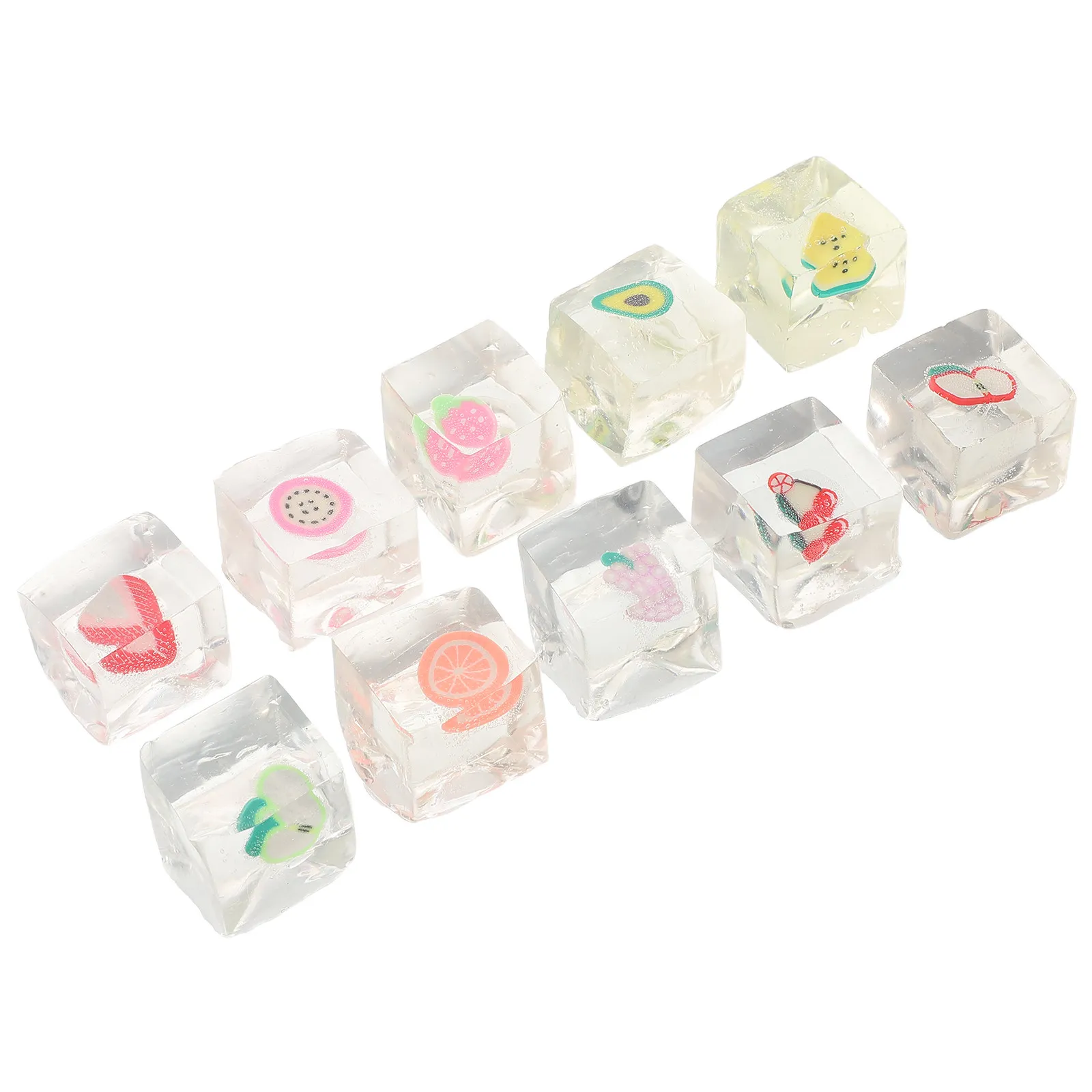 10Pcs Ice Cube Fruit Squeeze Slow Rebound Stress Relief Stretchy Sensory Squishy Party Favor Cubes Toy Ice Cubes