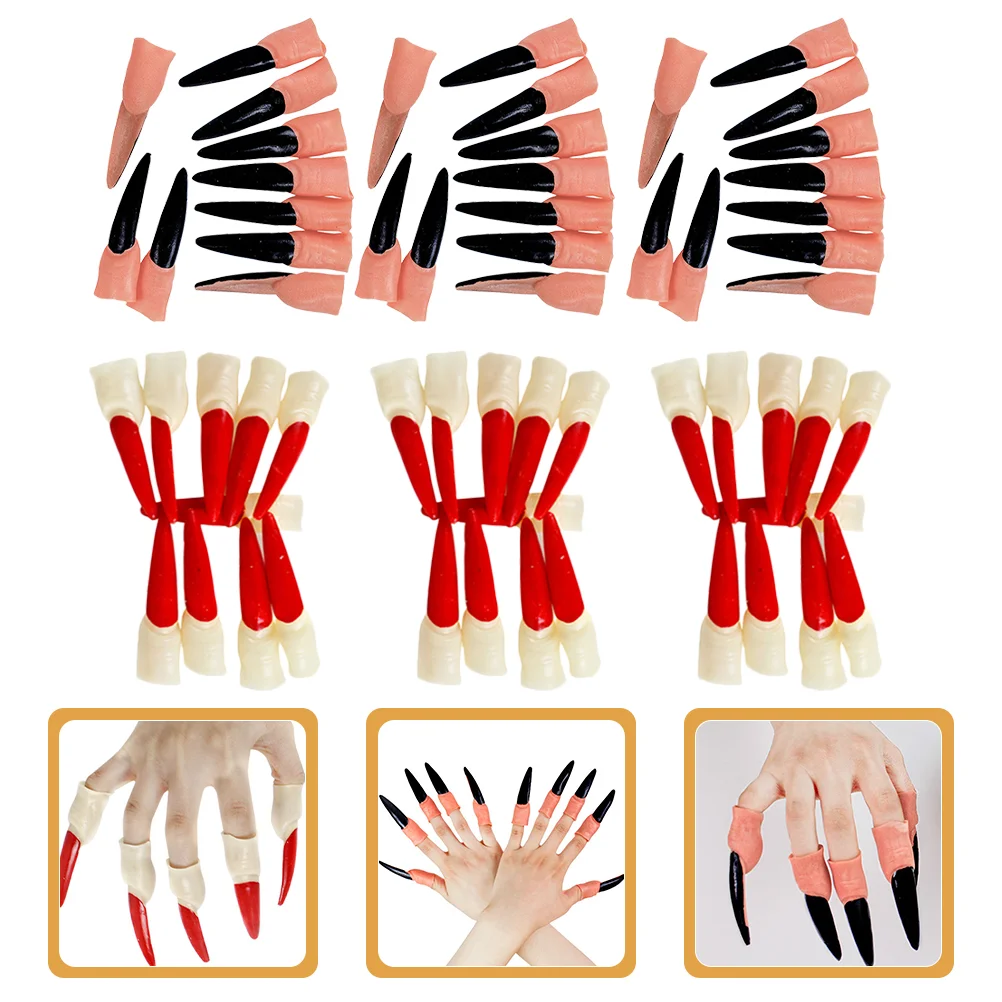 

60 Pcs Witch Nails Cosplay Props Halloween Trick Fake Fingers Caterpillar Ear for Emulsion Role