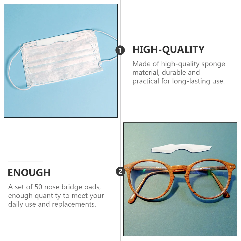 

50 Pcs Anti Fog Strips Soft Sponge Nose Bridge Pads Self Adhesive Glasses Protective Strips Cycling Running Walking Nose
