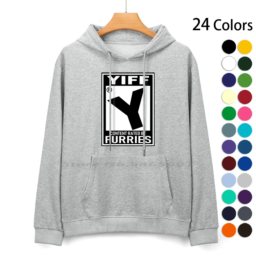 Furry Rating-Yiff Cotton Hoodie Sweater 24 Colors Game Rating Spoof Furry Monotone Grayscale Greyscale Lewd Nsfw 100% Cotton