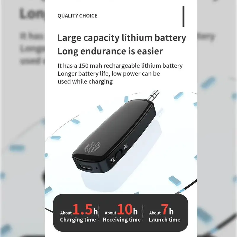 Wireless Audio Adapter For Car 3.5mm Audio Jack Receiver AptX Adaptive HD Audio Car Accessories For Tablets Wireless Headphones