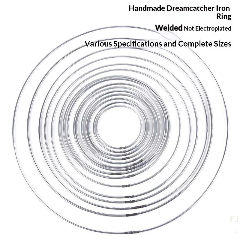 5Pcs Multi-size Dream Catcher Hoops Round Silver Iron Metallic Good Welded Dreamcatcher Rings Handmade DIY Crafts Accessories