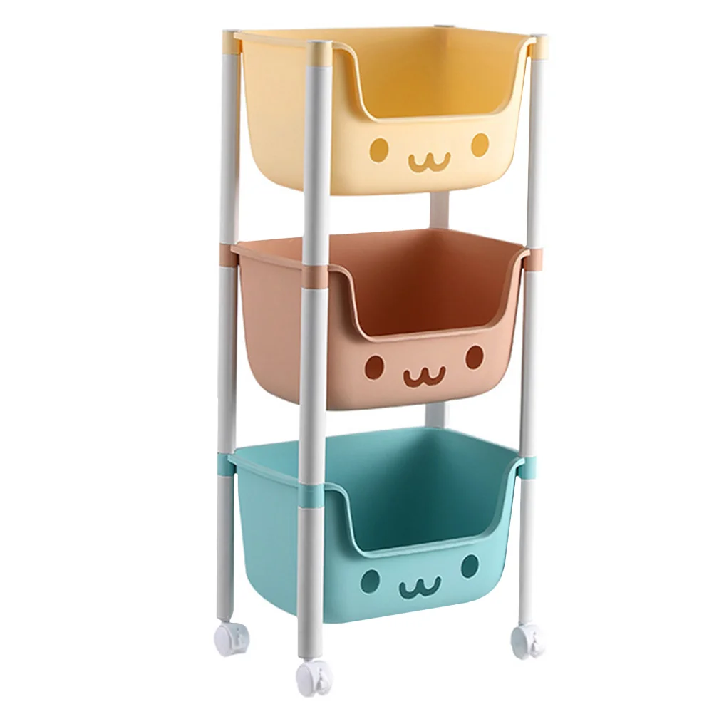 

Storage Rack Trolley Child Primary School Toy Bin Toys Plastic Lovely Kids Chest Rolling Cart