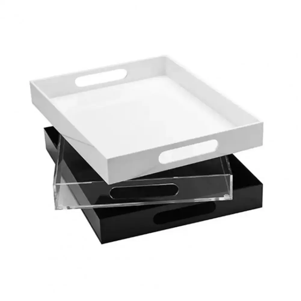 

High transparent acrylic tray, rectangular fruit meal tea tray, cosmetic storage box, drawer cabinet storage box.