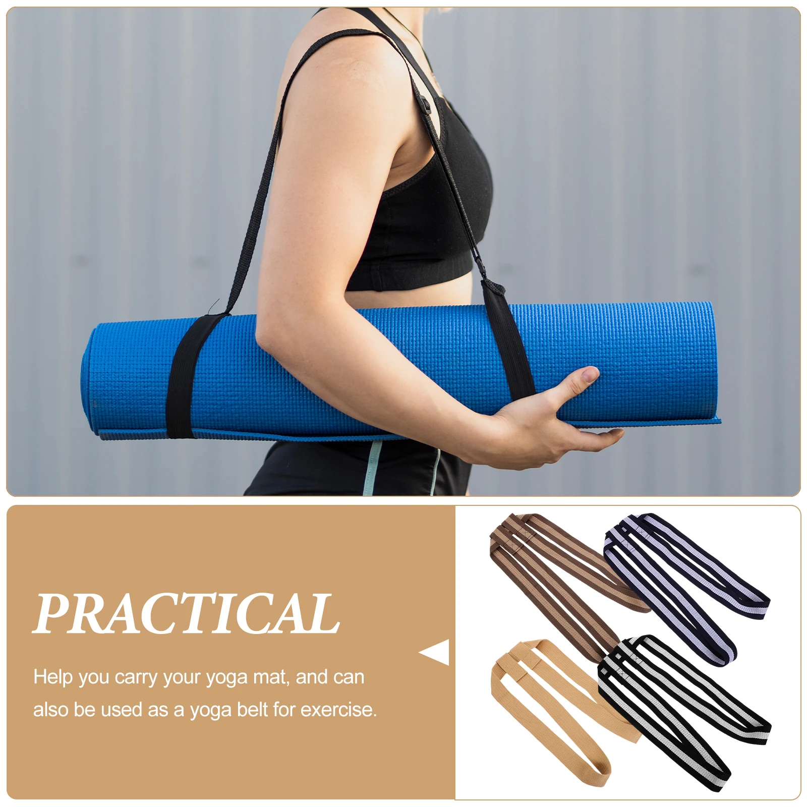 

4 Pcs Yoga Mat Strap Band Adjustable Resistance Carrying for Polyester Cotton Belt Mats