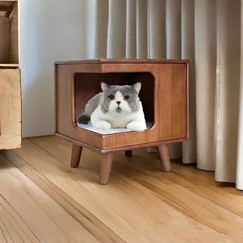 

Кошачий домик, товары для домашних животных, полузакрытая скамейка из цельного дерева, скамейка для виллы, ночной столик, табурет для питомника, домашний стул для кошек BB409JP