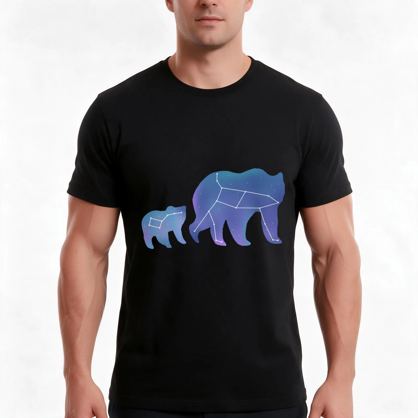 Ursa Major and Minor - Digital T-Shirt Summer Casual Cotton Tee Oversized Streetwear Tops Vintage Graphic Print 100% Cotton