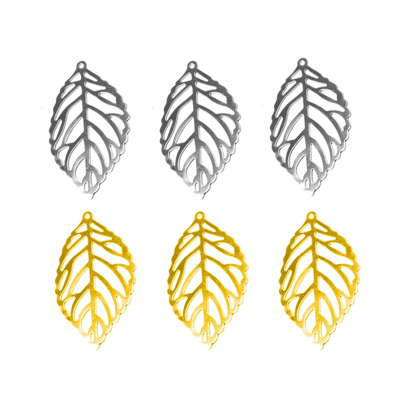 20pcs Plated Gold  Stainless Steel Leaves Charms Handmade DIY European Charm for Bracelets & Pendants Jewelry Making Accessories