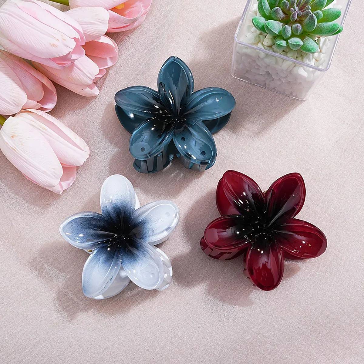 3pcs/set Sweet Summer Flower Hair Claw Clips For Women Girls Barrette Crab Ponytail Clip Hairpin Beach Headwear Hair Accessories image 5