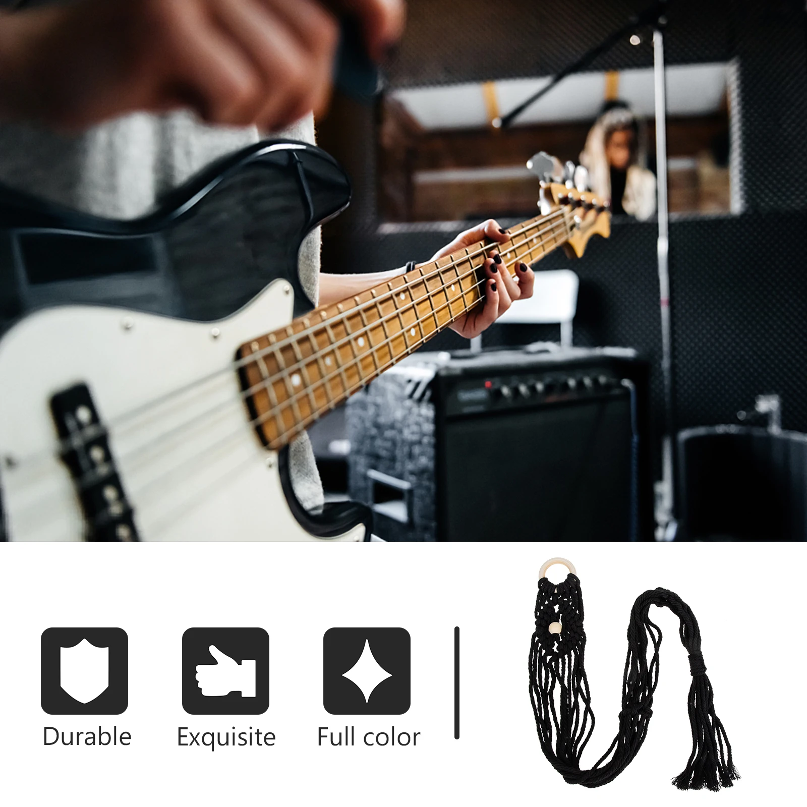 

Macrame Ukulele Hanger Handwoven Wall Mount for Guitar Storage Basket Decorative Instrument Holder Wall Hanging Display