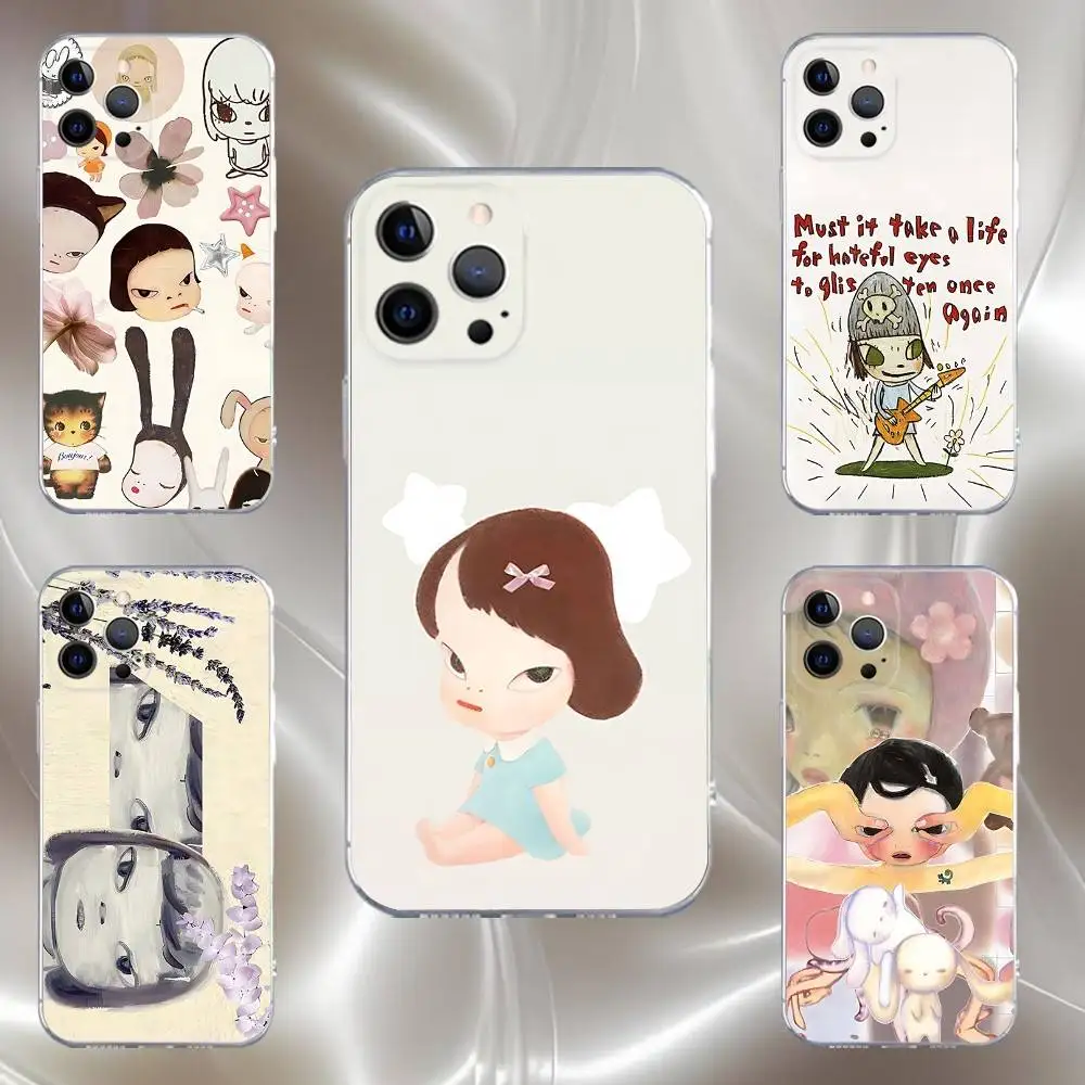 

Y-Yoshitomo Nara Big-headed girl Case For iPhone 17,16,15,14,13,12,11 Pro,Max,Plus,X,XS,XR,SE4,E Mini Transparent Soft Cover