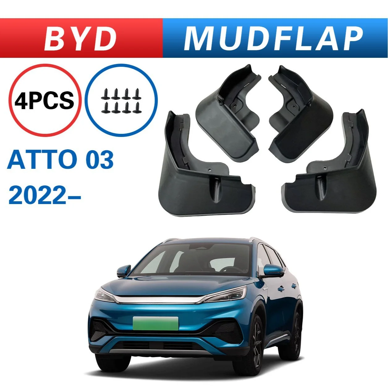 

Mud Flaps Auto Front Rear 4pcs PP Mudguards Special Fender Mudflaps for BYD Atto 3 Yuan 2022 Car Accessories