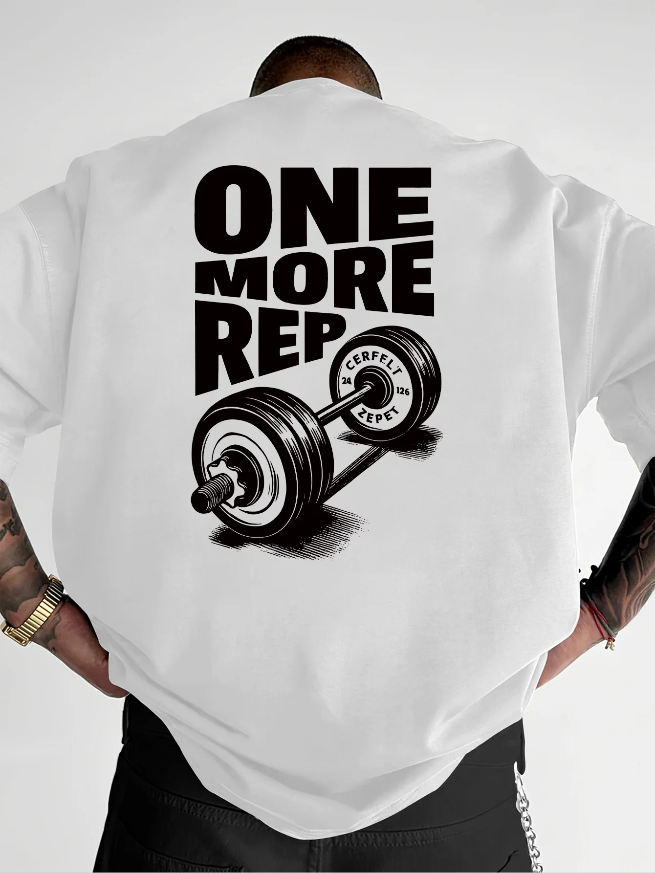 Men's T-Shirt Vintage Funny Gym Workout ONE MORE REP Weightlifting Women Streetwear Cotton Oversized Tees Short Sleeve Loose Top