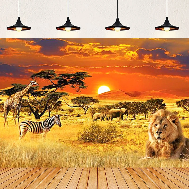 Fotografie-Hintergrund, tropischer afrikanischer Wald, Dschungel, Safari, malerisches großes Banner, Studio-Hintergrund, Innendekoration, Poster
