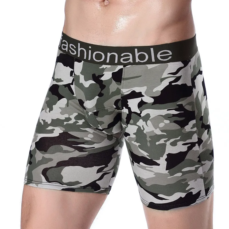 High Quality Long Leg Boxer Shorts Panties Men Underpants Sports Cotton Underwear Large Size Mens Sexy Camouflage Boxershorts