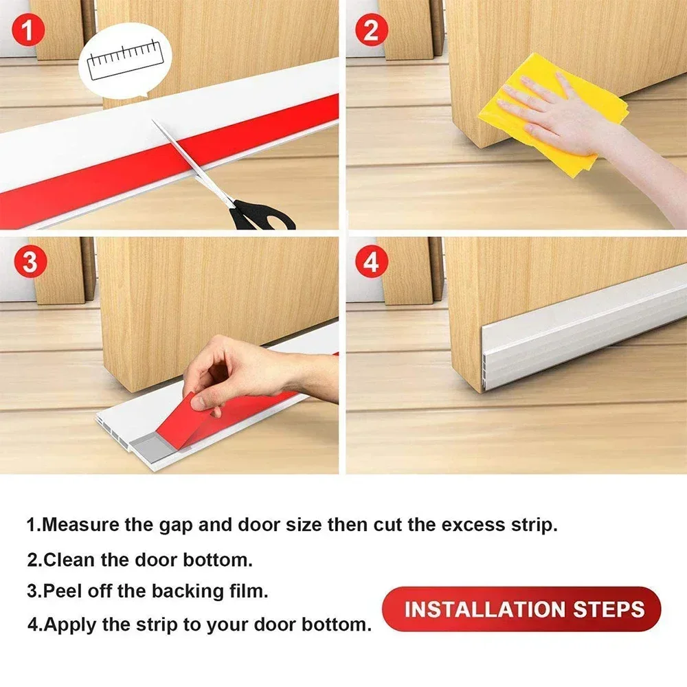 Door Bottom Seal Strip Under Door Weatherstrip Sealing Strips Draft Stopper Door Seal Anti-Cold Gap Blocker Windproof