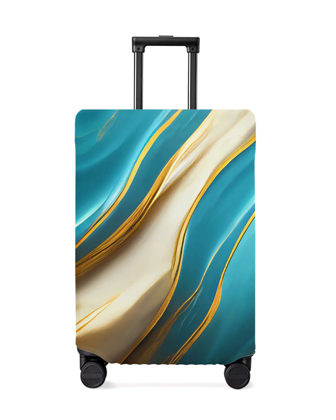 

Marble Texture Aqua Luggage Cover Stretch Suitcase Protector Baggage Dust Case Cover for 18-32 Inch Travel Suitcase Case