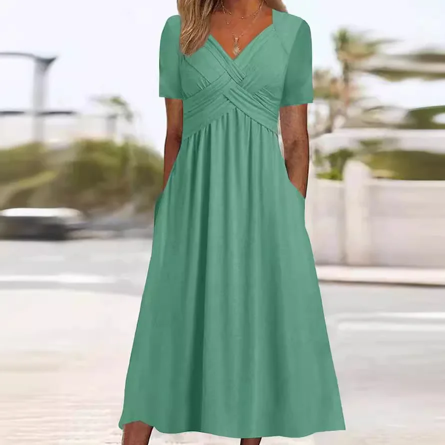 Elegant Women's Midi Dresses 2024 New Summer Personalized Dress Robe Eté Femme Платье Женское Вечернее Vestidos Verano