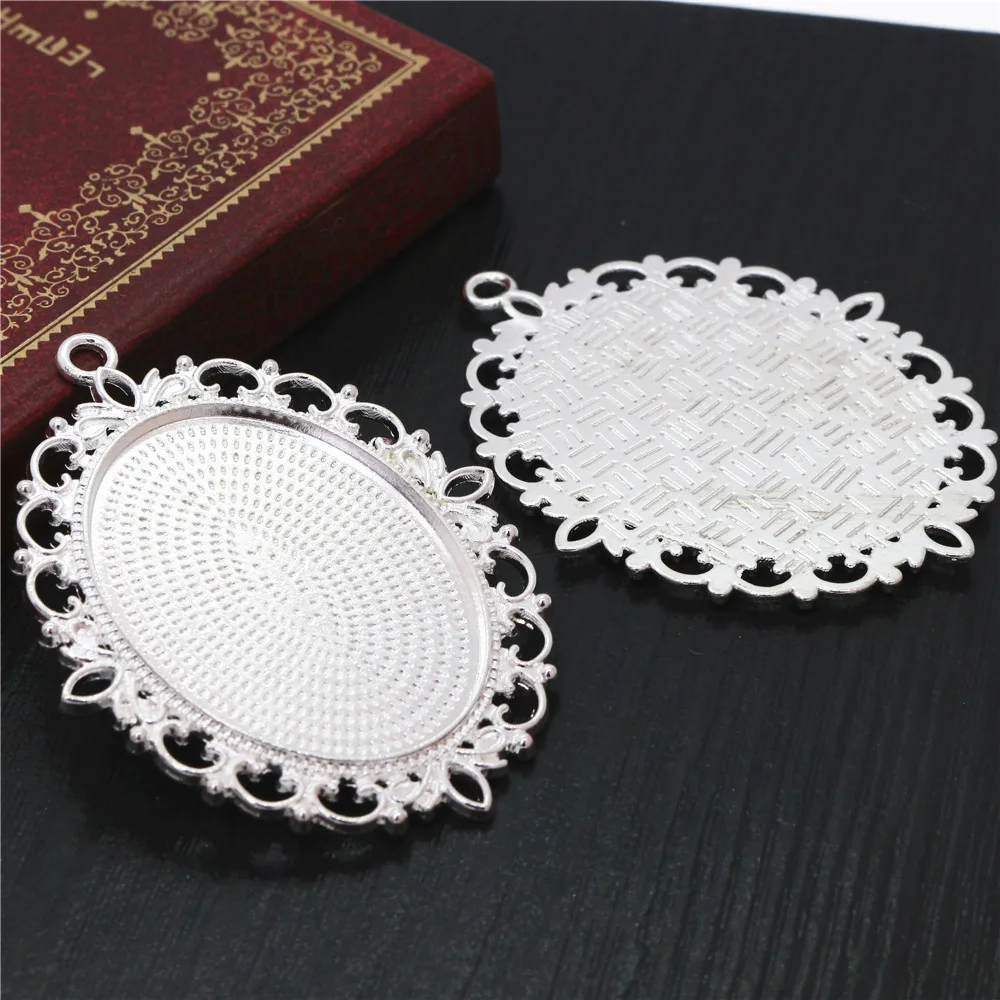 Nowa moda 5 sztuk/partia Fit 30x40mm wewnętrzny rozmiar Cameo Cabochon 7 kolory Plated Cabochon baza ustawienie Charms wisiorek — zdjęcie 5