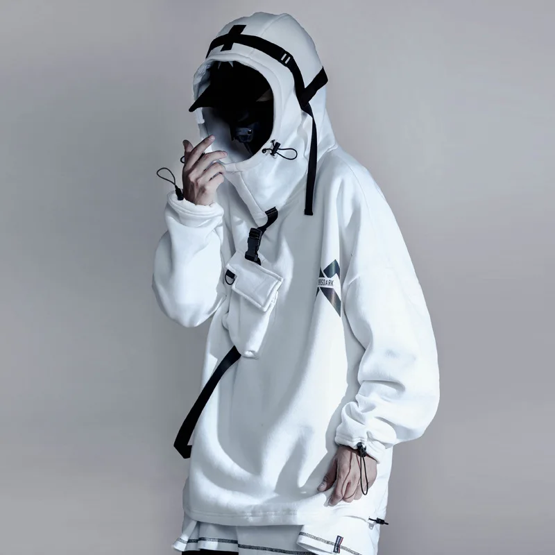 

2022 New Astronaut Hoodie Men's Hip Hop Laser Print Reflective Functional Jacket Teen Loose Streetwear Hoodie