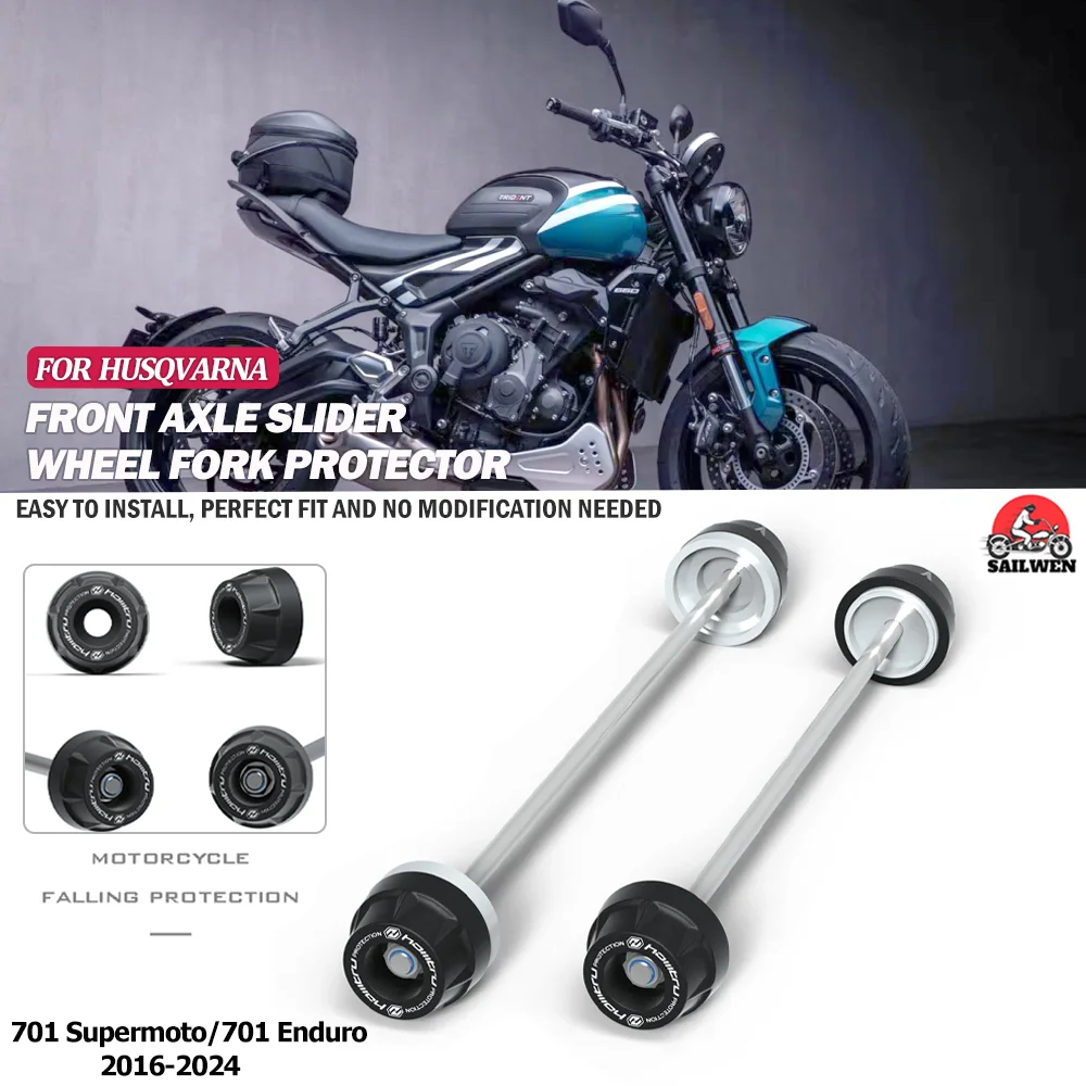 For HUSQVARNA 701 Supermoto/701 Endur 2016-2024 New Motorcycle Accessories Front & Rear Axle Fork Crash Sliders Wheel Protection