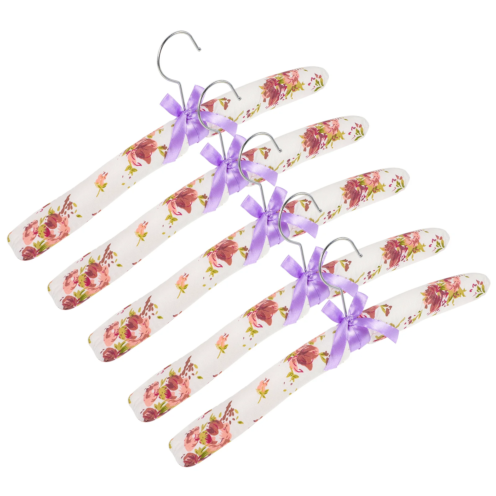 5 Pcs Cloth Floral Hanger Sponge Padded Hangers Puffy Clothes Clothing Storage Racks Dress Wedding No Bump Cabinet