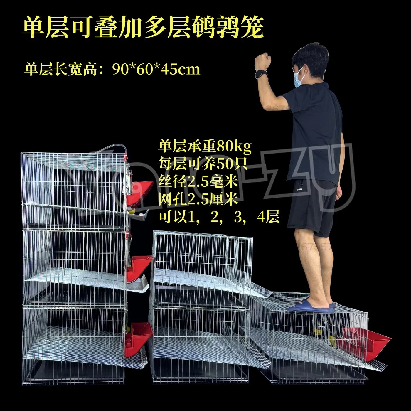The quail cage can be superimposed, the egg-laying cage is large, space is well ventilated, and the quail egg-laying